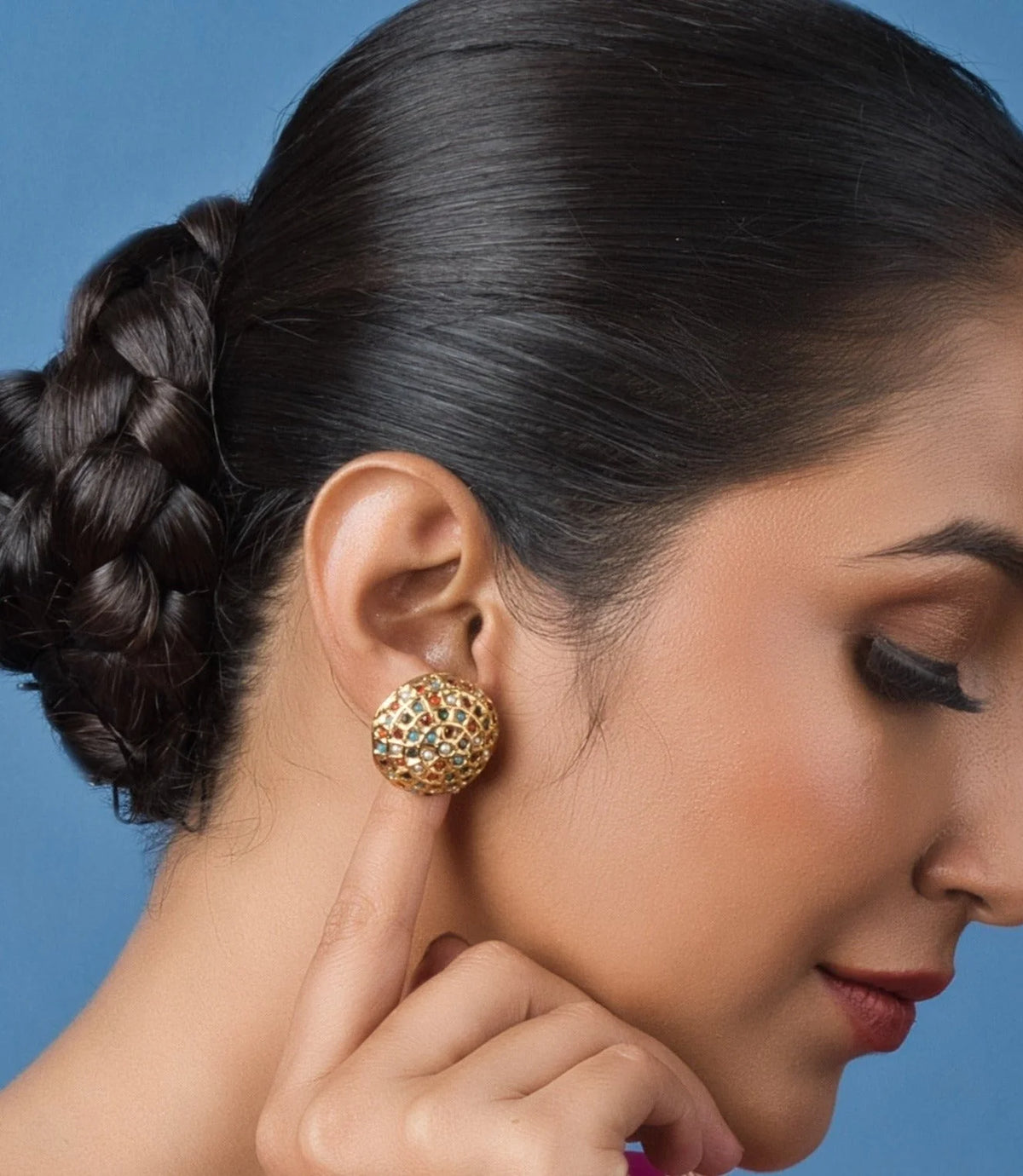 Golden Stud Earrings for Women | Floral Earrings | Kisaah